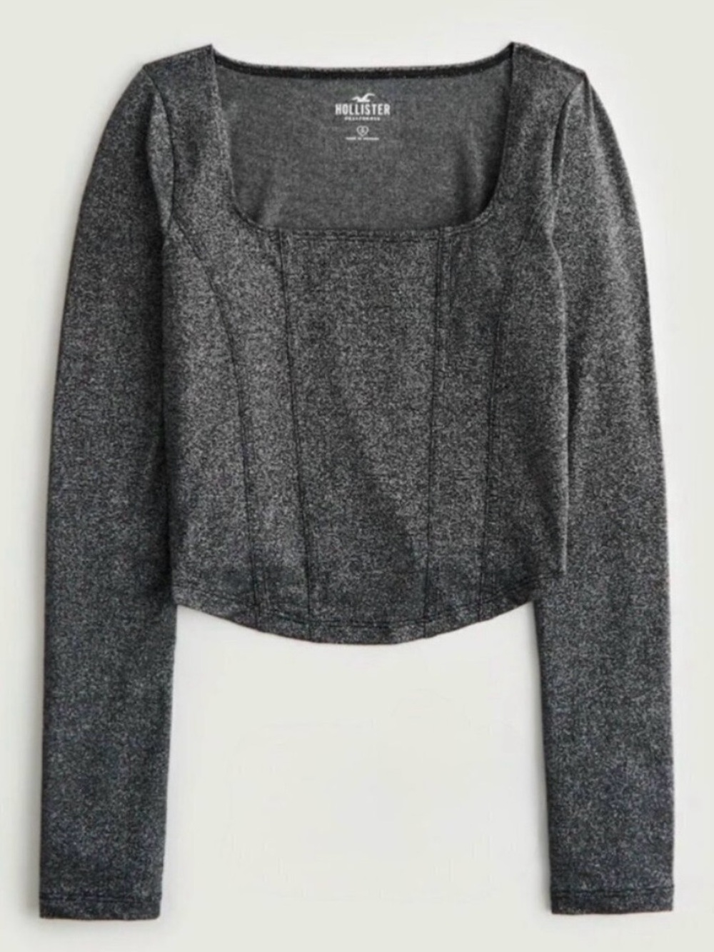 Hollister Top Size L Metallic Square Neck Corset Long Sleeve Blouse Whimsigoth